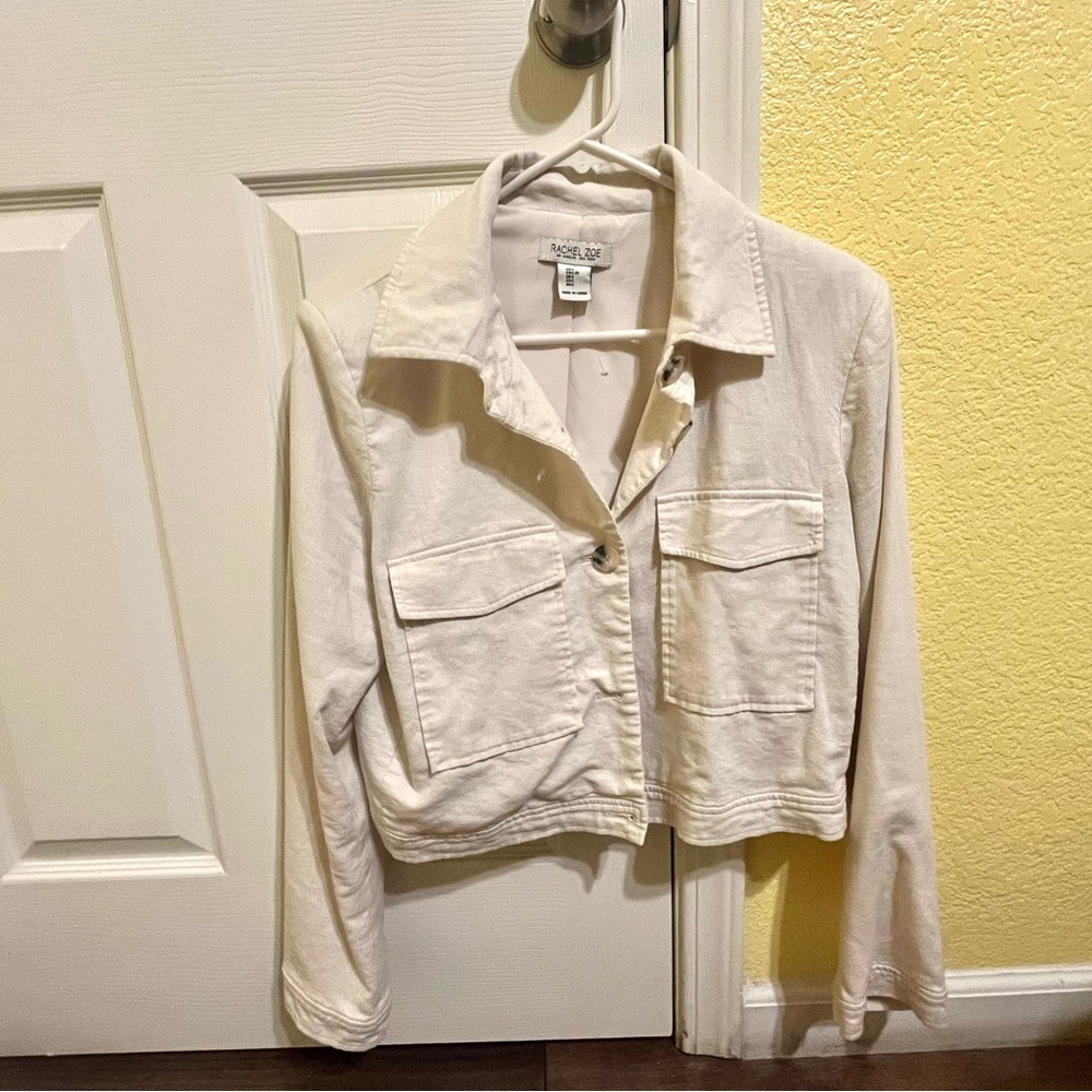 Rachel Zoe Cream Cropped Jean Jacket